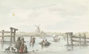 Wintergezicht op het Zwarte Water bij Zwolle by Gerrit Grasdorp Oil Painting