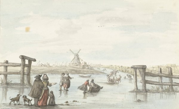Main Product Photo of Wintergezicht op het Zwarte Water bij Zwolle  Painting by Gerrit Grasdorp