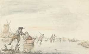 Wintergezicht op het Zwarte Water bij Zwolle by Gerrit Grasdorp Oil Painting