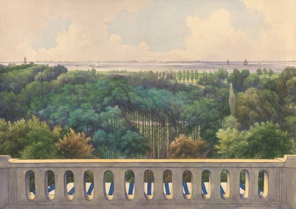 Boschbeek and Groenendaal; View from Turret towards Alsmeer and Haarlemmesmeer by Gerrit Jan Schouten - Hand-Painted Oil Painting Reproduction