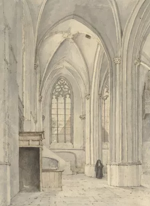 Interieur van de kerk van Rhenen Oil painting by Gerrit Lamberts