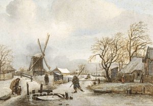 Winterlandschap Oil painting by Gerrit Lamberts