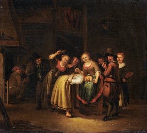 Slipper Game at an Inn by Gerrit Lundens Oil Painting
