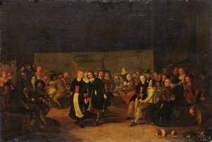 Wedding Feast by Gerrit Lundens Oil Painting