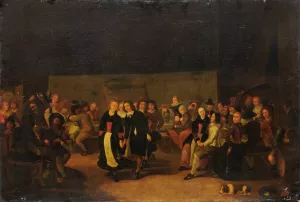 Wedding Feast by Gerrit Lundens Oil Painting