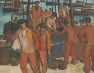 Haven te Douarnenez by Gerrit Van Blaaderen Oil Painting