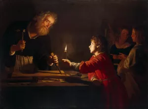 Childhood of Christ by Gerrit Van Honthorst Oil Painting