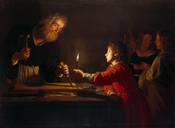 Main Product Photo of Childhood of Christ Painting by Gerrit Van Honthorst