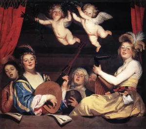 Concert on a Balcony by Gerrit Van Honthorst - Oil Painting Reproduction