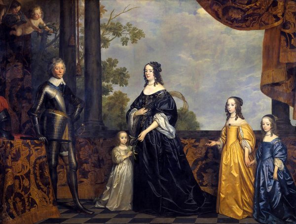 Main Product Photo of Frederick Hendrick, Prince of Orange, with His Wife Amalia van Solms and Their Three Youngest Daughters Painting by Gerrit Van Honthorst