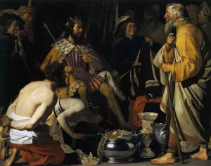 Solon and Croesus by Gerrit Van Honthorst - Oil Painting Reproduction