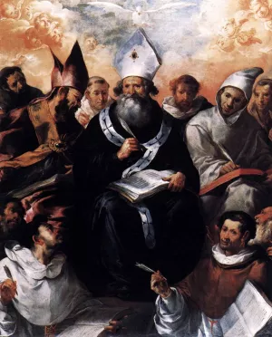 St Basil Dictating His Doctrine by Gerrit Van Honthorst Oil Painting