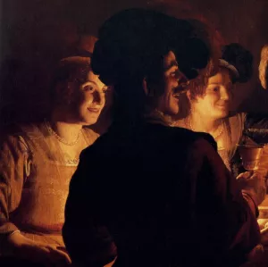 Supper Party Detail painting by Gerrit Van Honthorst