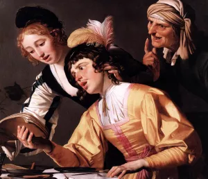 The Concert Detail by Gerrit Van Honthorst - Oil Painting Reproduction