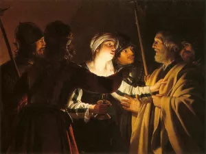 The Denial of St Peter painting by Gerrit Van Honthorst