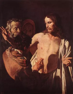 The Incredulity of St Thomas by Gerrit Van Honthorst - Oil Painting Reproduction