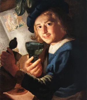 Young Drinker by Gerrit Van Honthorst - Oil Painting Reproduction