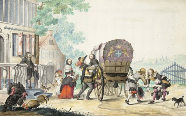 Aankomst bij een landhuis  by Gesina Ter Borch - Hand-Painted Oil Painting Reproduction