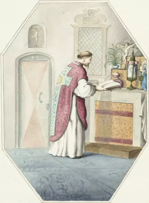 Priester bij een altaar by Gesina Ter Borch Oil Painting