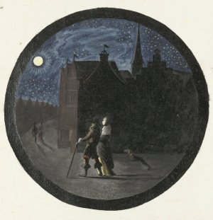 Wandelend paar bij maanlicht by Gesina Ter Borch Oil Painting