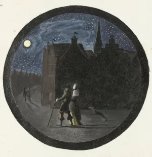 Wandelend paar bij maanlicht by Gesina Ter Borch Oil Painting