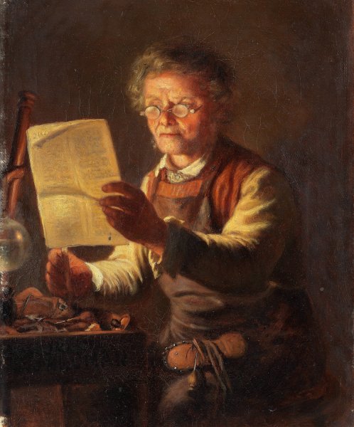 Den politiske skomakaren  by Geskel Saloman - Hand-Painted Oil Painting Reproduction