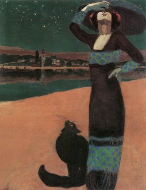 Slim Woman with a Cat