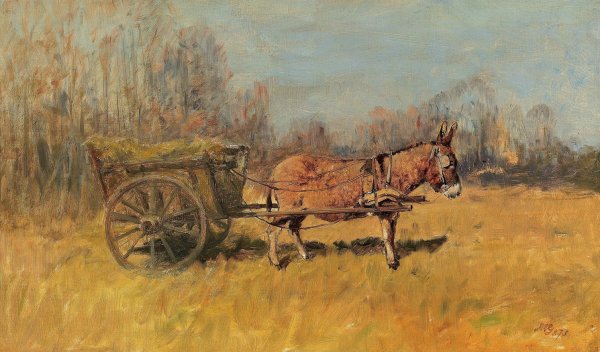 Heuwagen  by Geza Meszoly - Hand-Painted Oil Painting Reproduction