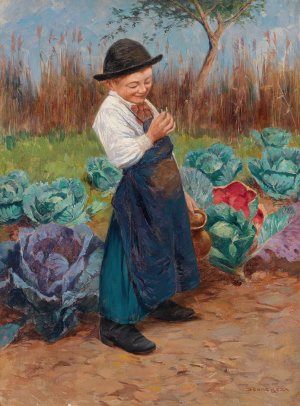 Der kleine Gartner by Geza Peske Oil Painting