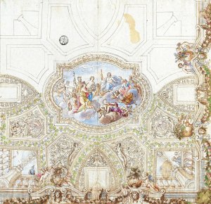 Composition Study for a Ceiling Decoration by Giacinto Calandrucci Oil Painting
