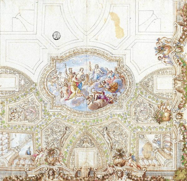 Main Product Photo of Composition Study for a Ceiling Decoration  Painting by Giacinto Calandrucci
