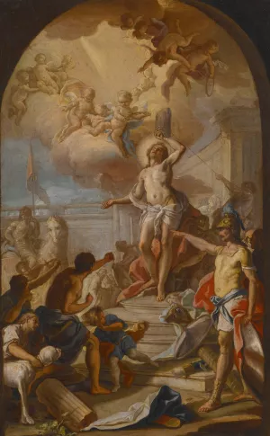 The Martyrdom of St. Sebastian by Giacinto Diana Oil Painting