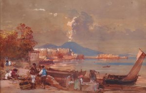 A View of Naples from Mergellina by Giacinto Gigante Oil Painting