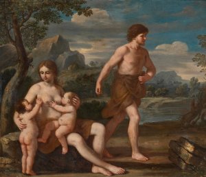 Adam And Eve With Cain And Abel by Giacinto Gimignani Oil Painting