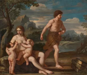Adam And Eve With Cain And Abel Oil painting by Giacinto Gimignani