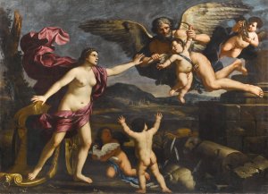 Venus Cupido Und Chronos by Giacinto Gimignani Oil Painting