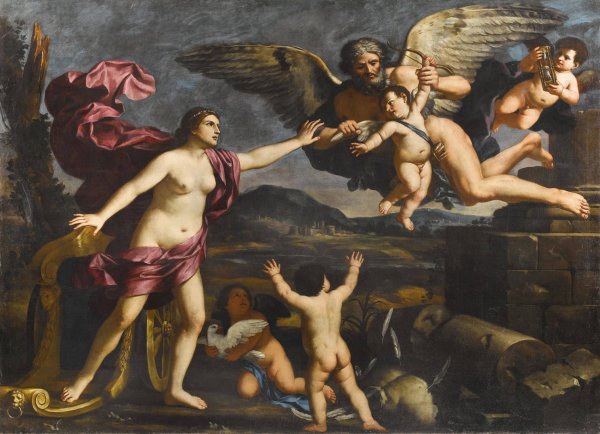 Venus Cupido Und Chronos by Giacinto Gimignani - Hand-Painted Oil Painting Reproduction