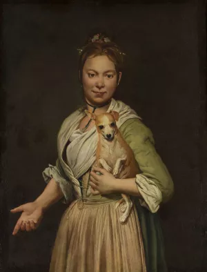 A Woman with a Dog by Giacomo Ceruti Oil Painting