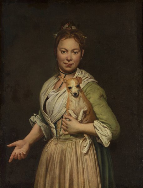 A Woman with a Dog  by Giacomo Ceruti - Hand-Painted Oil Painting Reproduction