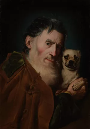 An Old Man with a Dog by Giacomo Ceruti Oil Painting