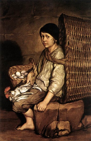 Boy with a Basket by Giacomo Ceruti - Hand-Painted Oil Painting Reproduction