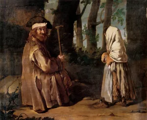 Encounter in the Wood by Giacomo Ceruti - Oil Painting Reproduction