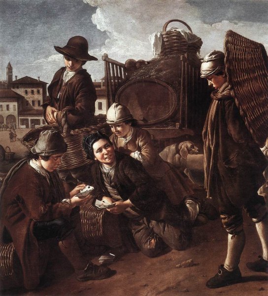 Main Product Photo of Evening at the Piazza Painting by Giacomo Ceruti