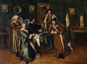 Portrait Of A Family Assembled Around A Table by Giacomo Ceruti Oil Painting