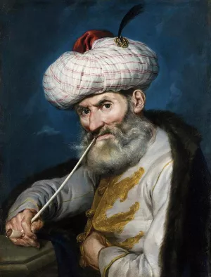 Portrait of a Smoking Man in Oriental Habit Oil painting by Giacomo Ceruti
