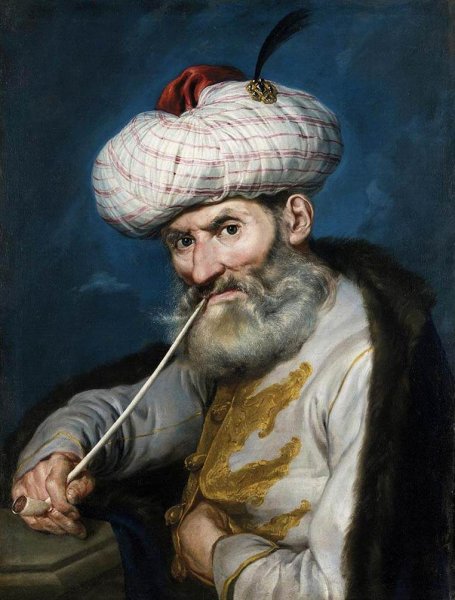 Portrait of a Smoking Man in Oriental Habit by Giacomo Ceruti - Hand-Painted Oil Painting Reproduction