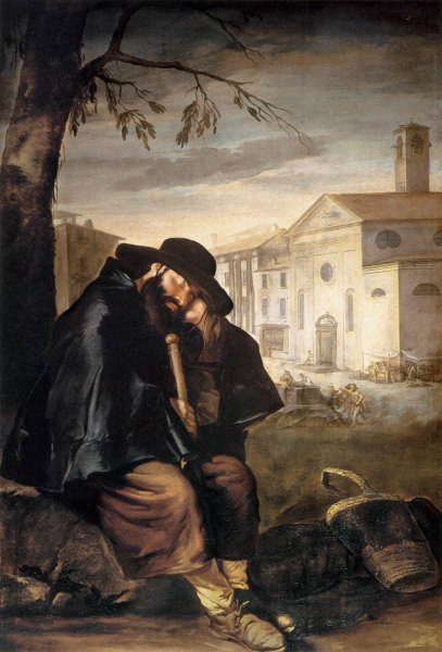 Sleeping Pilgrim by Giacomo Ceruti - Hand-Painted Oil Painting Reproduction