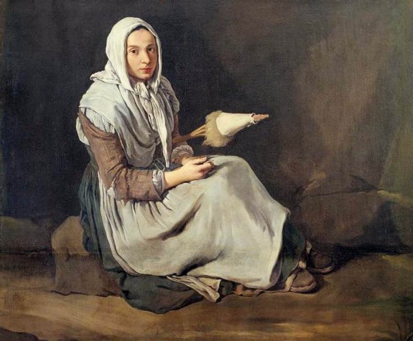 The Spinner by Giacomo Ceruti - Hand-Painted Oil Painting Reproduction