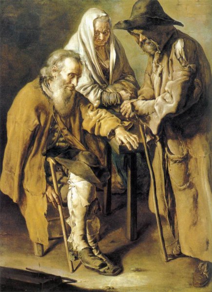 Three Beggars by Giacomo Ceruti - Hand-Painted Oil Painting Reproduction