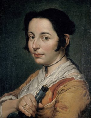 Young Peasant Woman Holding a Wine Flask by Giacomo Ceruti Oil Painting